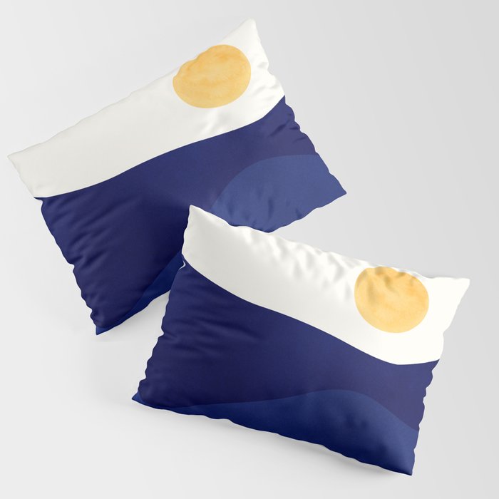 Indigo Mountains Abstract Landscape Pillow Sham Gallery Image 1
