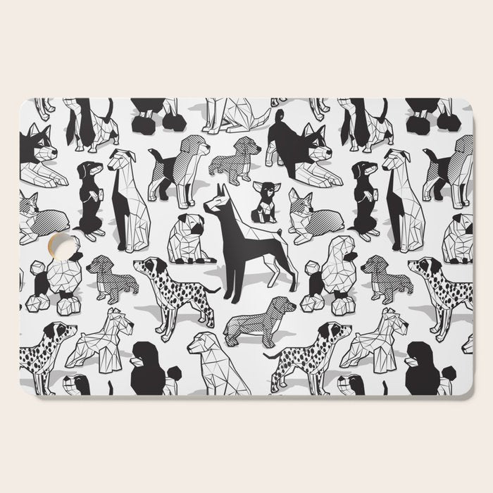 Geometric sweet wet noses // white background black and white dogs Cutting Board Gallery Image 1