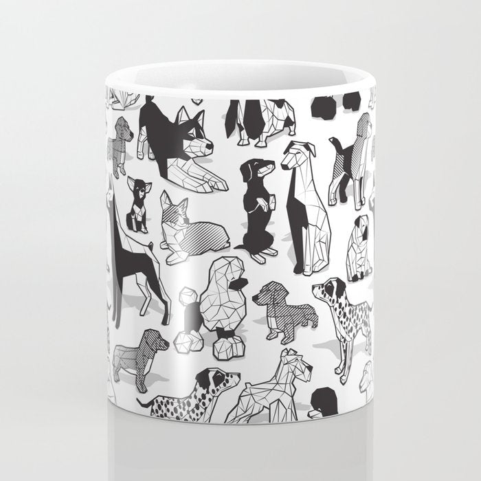 Geometric sweet wet noses // white background black and white dogs Coffee Mug Gallery Image 4