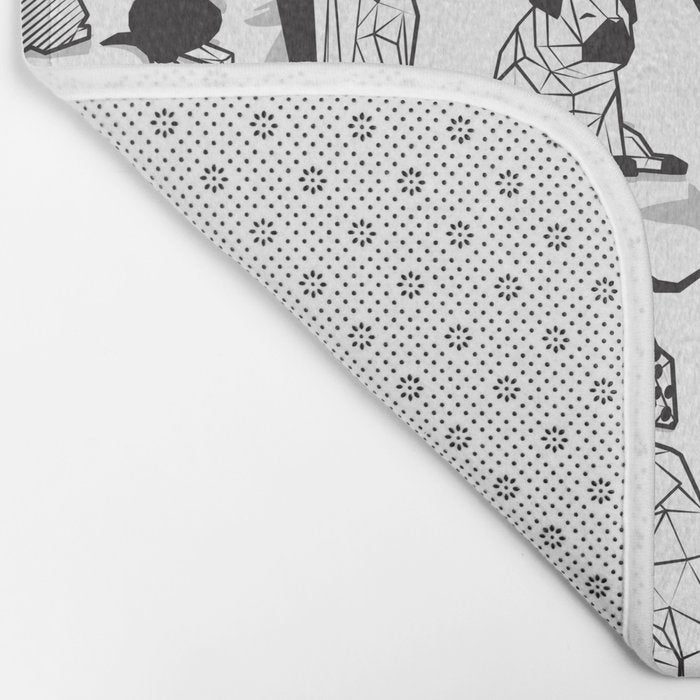 Geometric sweet wet noses // white background black and white dogs Bath Mat Gallery Image 2