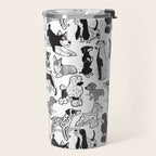 Geometric sweet wet noses // white background black and white dogs Travel Mug Gallery Image 2