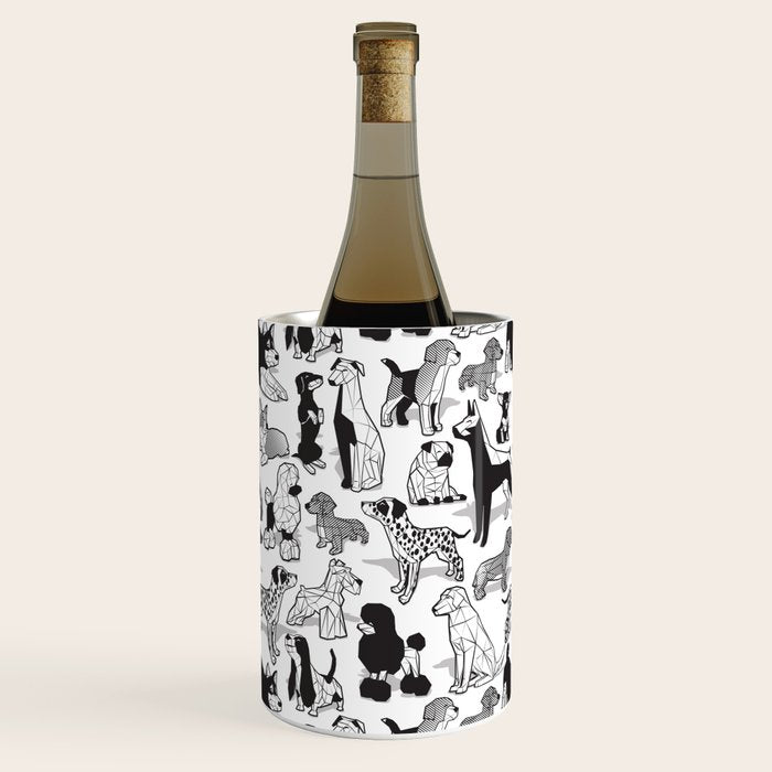 Geometric sweet wet noses // white background black and white dogs Wine Chiller Gallery Image 2