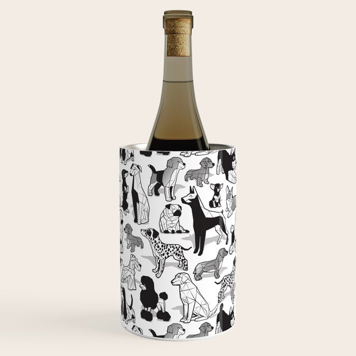 Geometric sweet wet noses // white background black and white dogs Wine Chiller Gallery Image 3