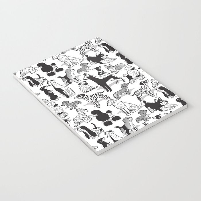 Geometric sweet wet noses // white background black and white dogs Notebook Gallery Image 3