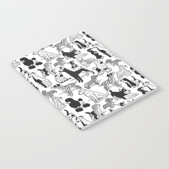 Geometric sweet wet noses // white background black and white dogs Notebook Gallery Image 2