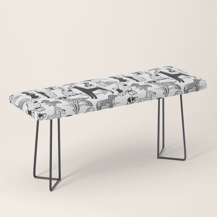 Geometric sweet wet noses // white background black and white dogs Bench Gallery Image 1