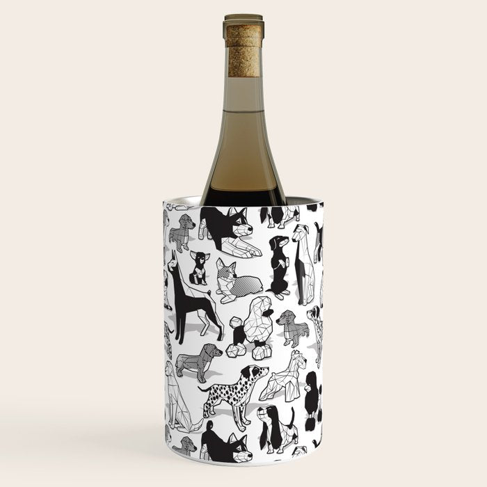 Geometric sweet wet noses // white background black and white dogs Wine Chiller Gallery Image 1