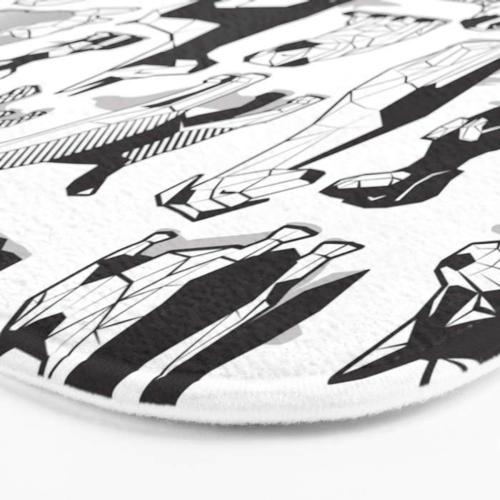 Geometric sweet wet noses // white background black and white dogs Bath Mat Gallery Image 3