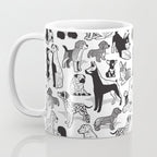 Geometric sweet wet noses // white background black and white dogs Coffee Mug Gallery Image 3