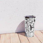 Geometric sweet wet noses // white background black and white dogs Travel Mug Gallery Image 4