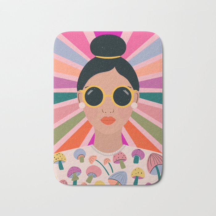 Woman Portrait -Retro Fun Bath Mat Gallery Image 1