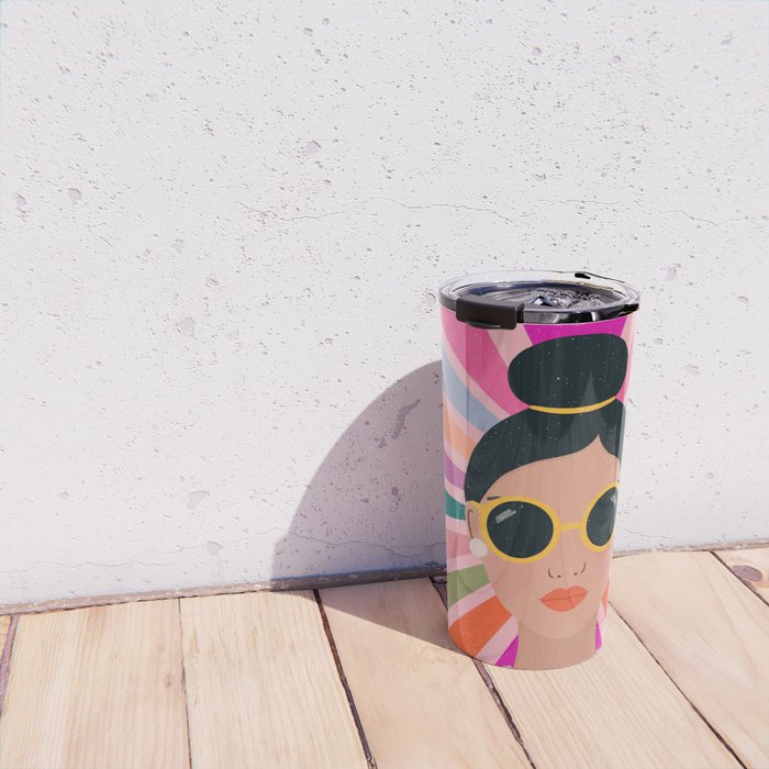 Woman Portrait -Retro Fun Travel Mug Gallery Image 4