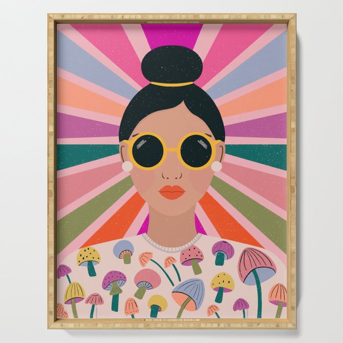 Woman Portrait -Retro Fun Serving Tray Gallery Image 1