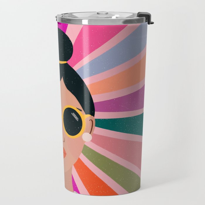 Woman Portrait -Retro Fun Travel Mug Gallery Image 2