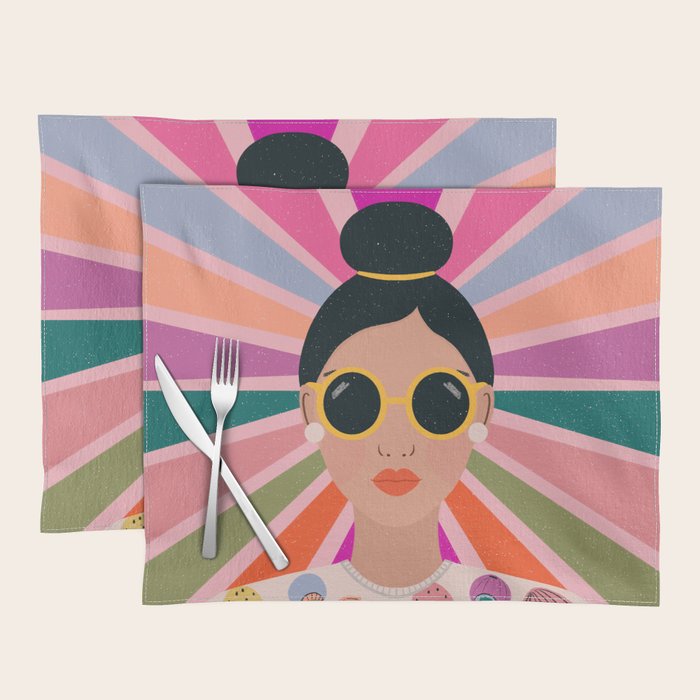 Woman Portrait -Retro Fun Placemat Gallery Image 1