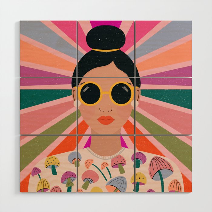 Woman Portrait -Retro Fun Wood Wall Art Gallery Image 1