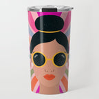 Woman Portrait -Retro Fun Travel Mug Gallery Image 1