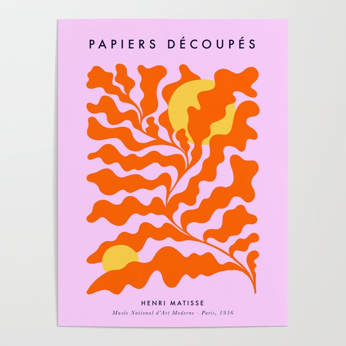 Matisse cut-outs - Pink & Orange Leaf on Sun Poster Gallery Image 4