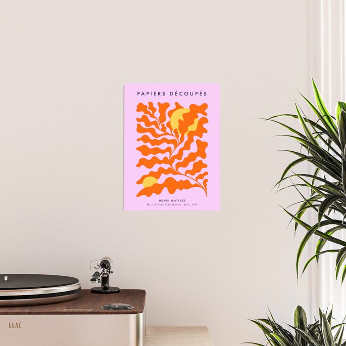 Matisse cut-outs - Pink & Orange Leaf on Sun Poster Gallery Image 2