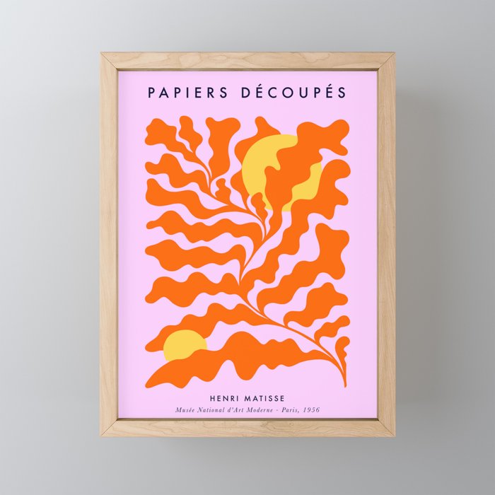 Matisse cut-outs - Pink & Orange Leaf on Sun Mini Art Print Gallery Image 1