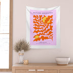 Matisse cut-outs - Pink & Orange Leaf on Sun Wall Tapestry Gallery Image 2