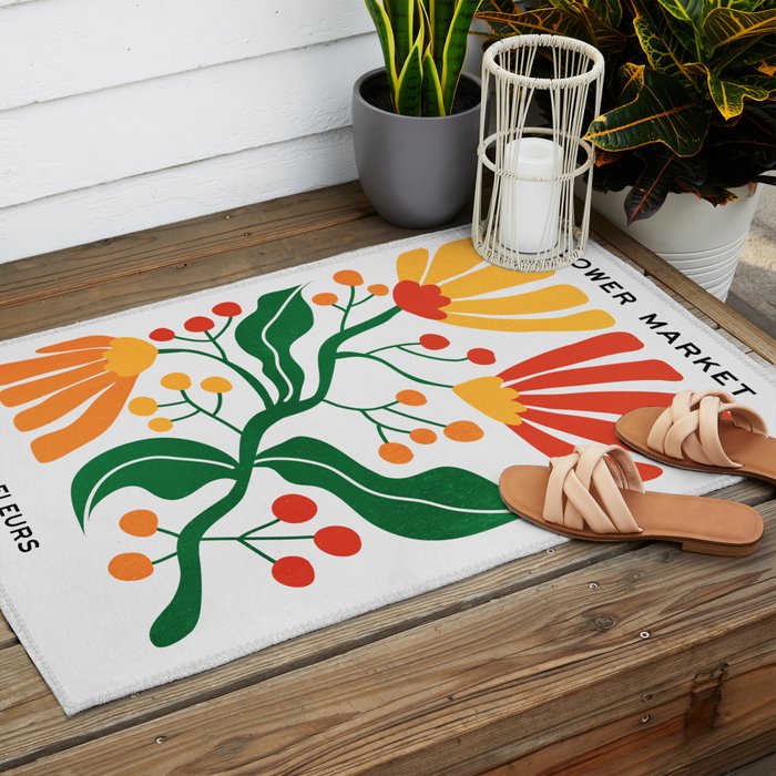 Cinnabar & Supernova: Les Fleurs | Flower Market 03 Outdoor Rug Gallery Image 2
