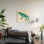 Watercolor Dinosaur Blue Green Dino Pattern Wood Wall Art Gallery Image 2