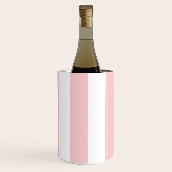 Large White and Light Millennial Pink Pastel Circus Tent Stripe Wine Chiller Gallery Image 2