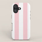 Large White and Light Millennial Pink Pastel Circus Tent Stripe iPhone Case Gallery Image 1