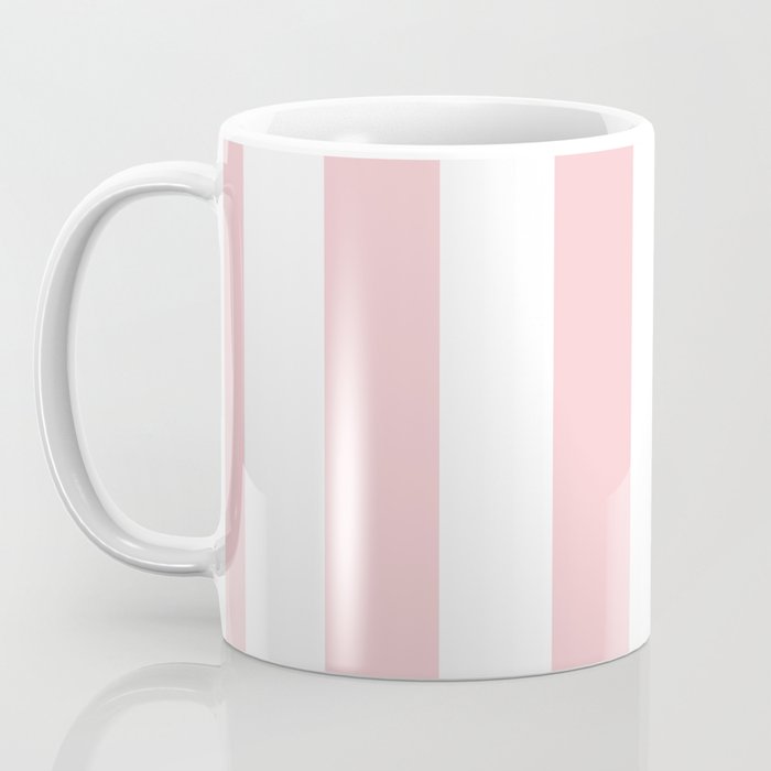 Large White and Light Millennial Pink Pastel Circus Tent Stripe Coffee Mug Gallery Image 3