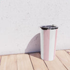 Large White and Light Millennial Pink Pastel Circus Tent Stripe Travel Mug Gallery Image 4
