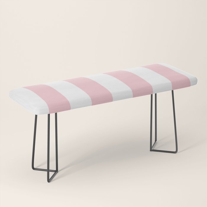 Large White and Light Millennial Pink Pastel Circus Tent Stripe Bench Gallery Image 1