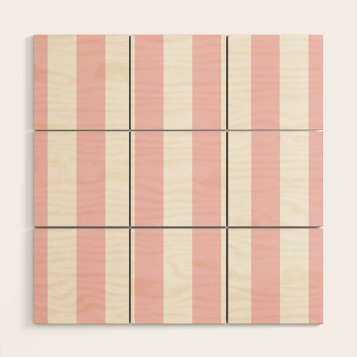 Large White and Light Millennial Pink Pastel Circus Tent Stripe Wood Wall Art Gallery Image 1