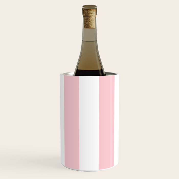 Large White and Light Millennial Pink Pastel Circus Tent Stripe Wine Chiller Gallery Image 1