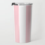 Large White and Light Millennial Pink Pastel Circus Tent Stripe Travel Mug Gallery Image 3