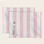 Large White and Light Millennial Pink Pastel Circus Tent Stripe Placemat Gallery Image 1