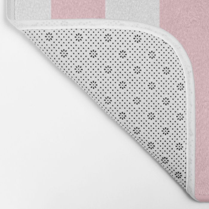 Large White and Light Millennial Pink Pastel Circus Tent Stripe Bath Mat Gallery Image 2