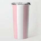 Large White and Light Millennial Pink Pastel Circus Tent Stripe Travel Mug Gallery Image 2