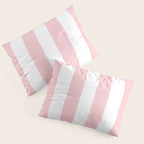 Large White and Light Millennial Pink Pastel Circus Tent Stripe Pillow Sham Gallery Image 3