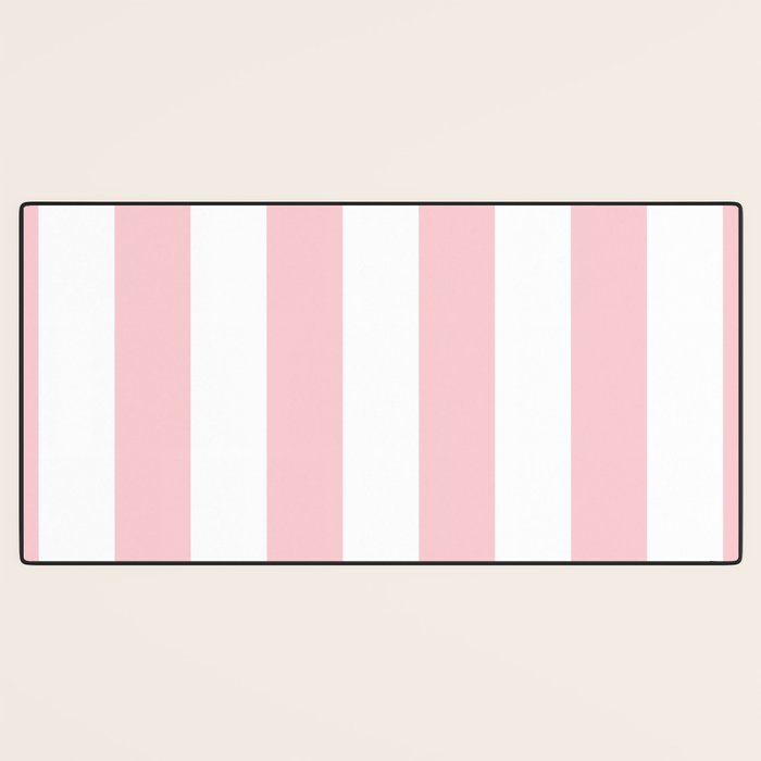 Large White and Light Millennial Pink Pastel Circus Tent Stripe Desk Mat Gallery Image 3