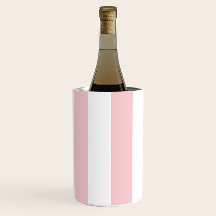 Large White and Light Millennial Pink Pastel Circus Tent Stripe Wine Chiller Gallery Image 3