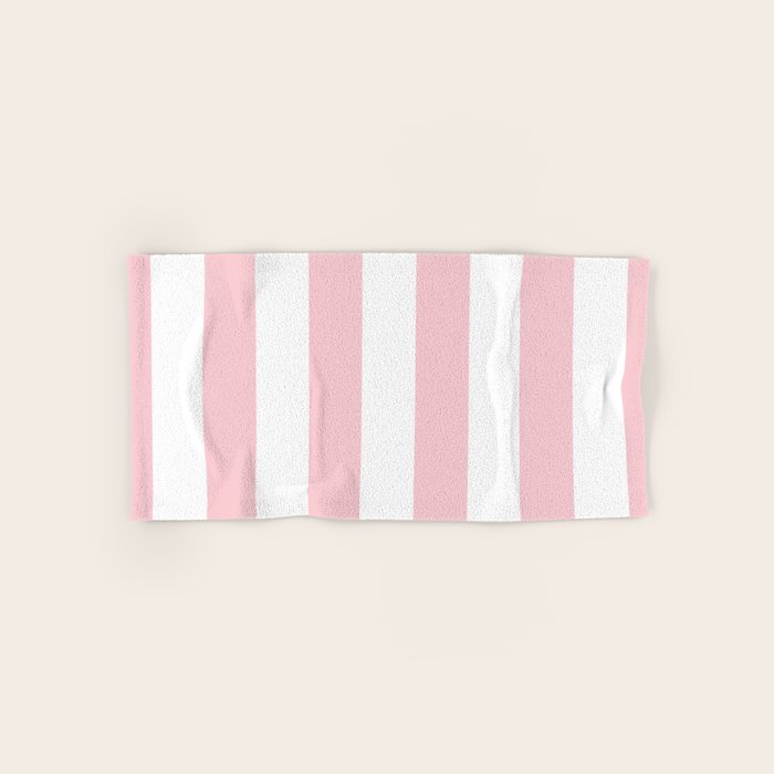 Large White and Light Millennial Pink Pastel Circus Tent Stripe Bath Towel Gallery Image 1
