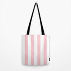 Large White and Light Millennial Pink Pastel Circus Tent Stripe Tote Bag Gallery Image 2