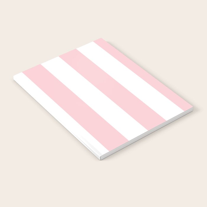 Large White and Light Millennial Pink Pastel Circus Tent Stripe Notebook Gallery Image 2