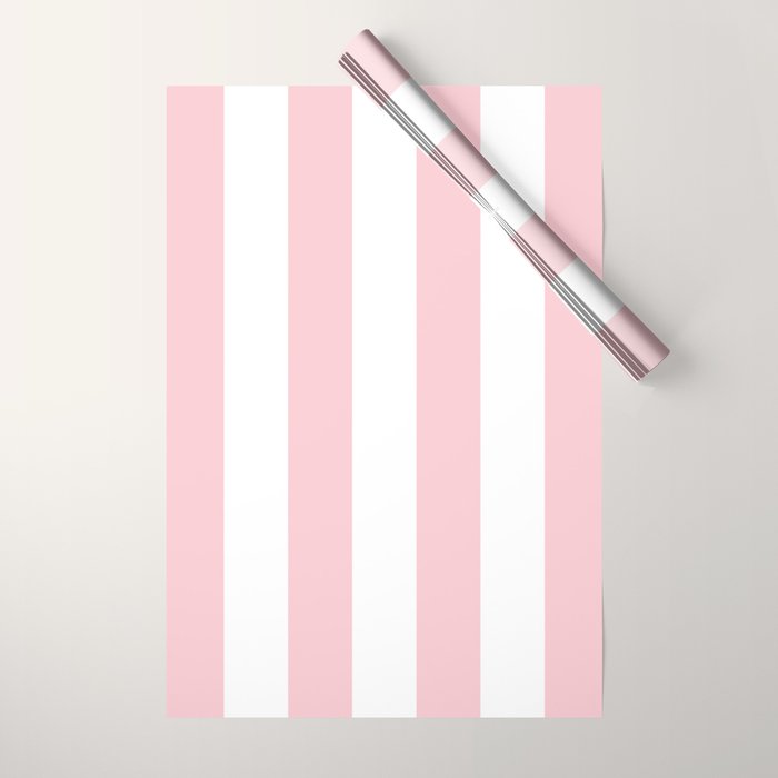 Large White and Light Millennial Pink Pastel Circus Tent Stripe Wrapping Paper Gallery Image 1