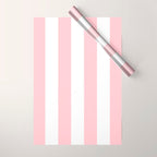 Large White and Light Millennial Pink Pastel Circus Tent Stripe Wrapping Paper Gallery Image 1