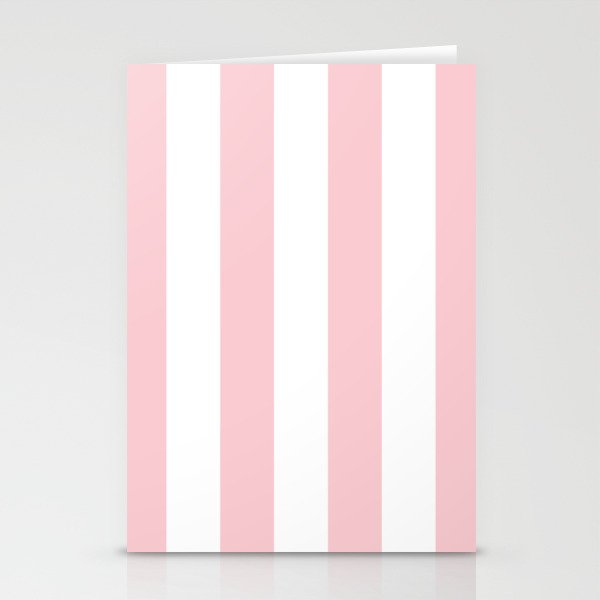 Large White and Light Millennial Pink Pastel Circus Tent Stripe Stationery Card Gallery Image 2