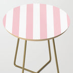 Large White and Light Millennial Pink Pastel Circus Tent Stripe Side Table Gallery Image 2