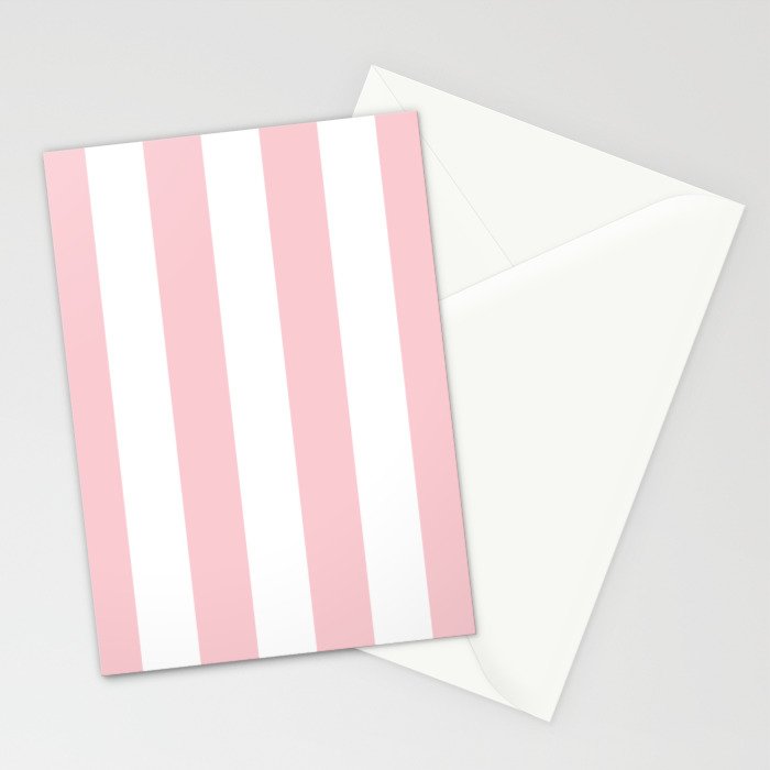 Large White and Light Millennial Pink Pastel Circus Tent Stripe Stationery Card Gallery Image 2