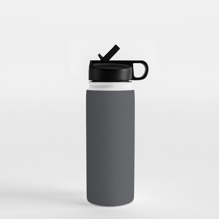 ASPHALT SOLID COLOR Plain Dark Neutral Shade  Water Bottle Gallery Image 1